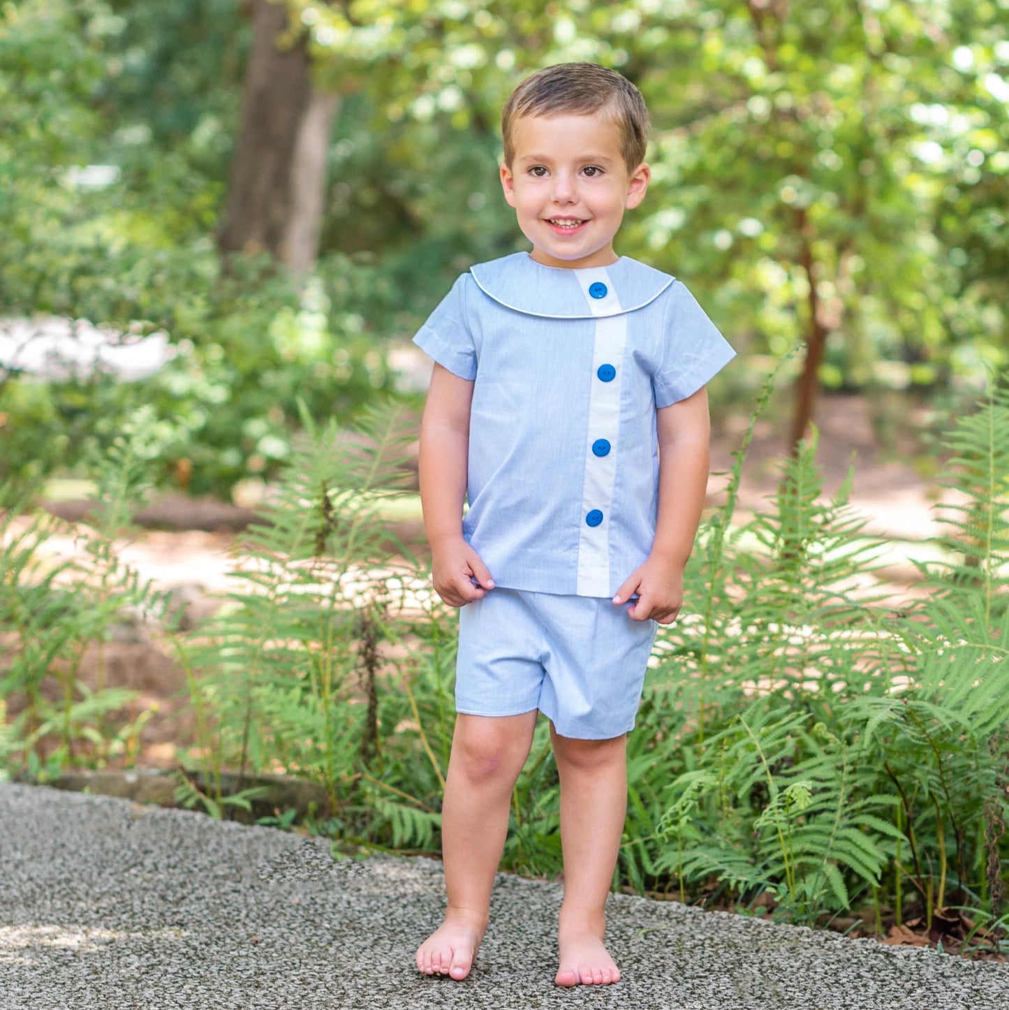 Edward Blue Chambray w/White Trim Short Set (2-6)