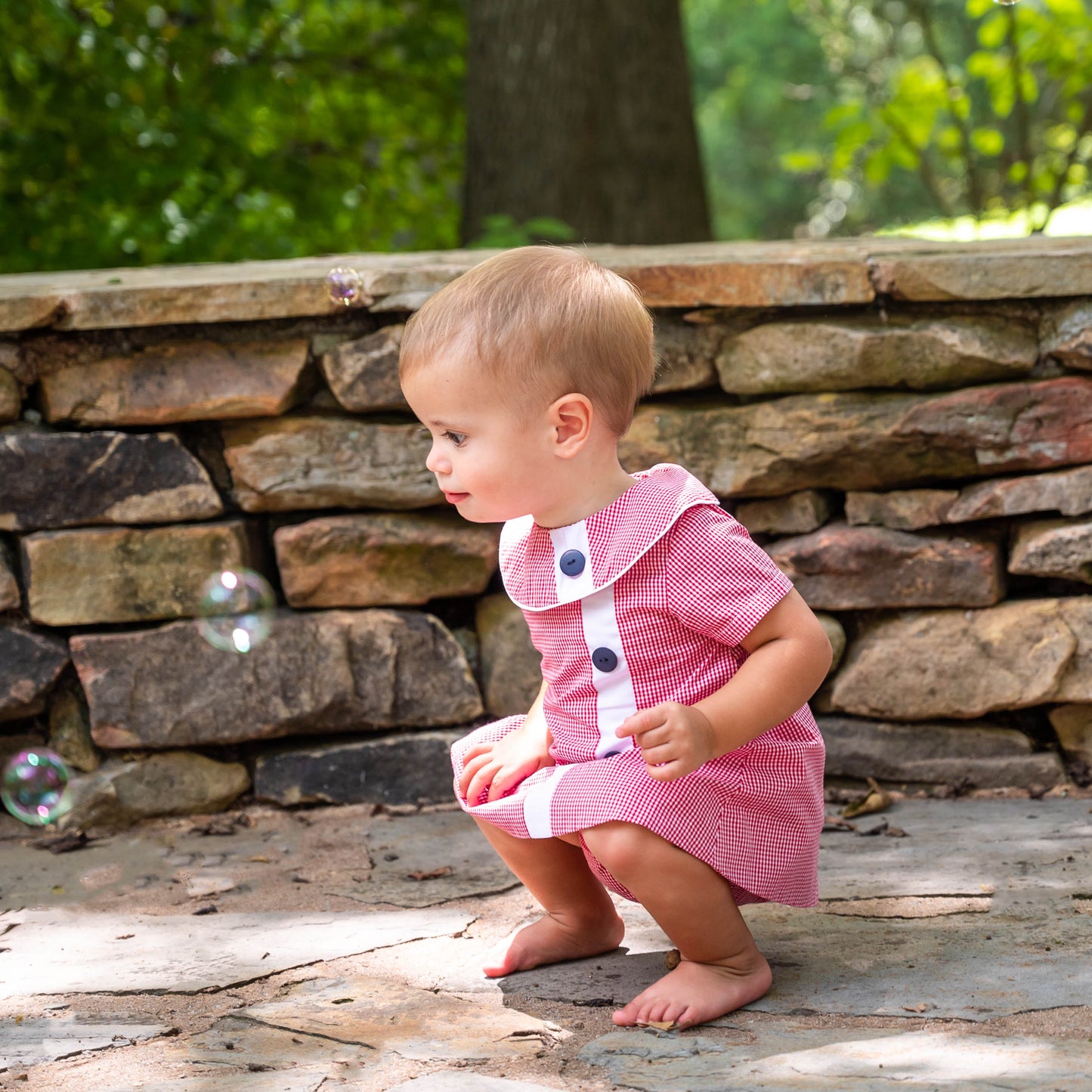 Walker Berry Check w/White Trim Diaper Set (12M-18M)