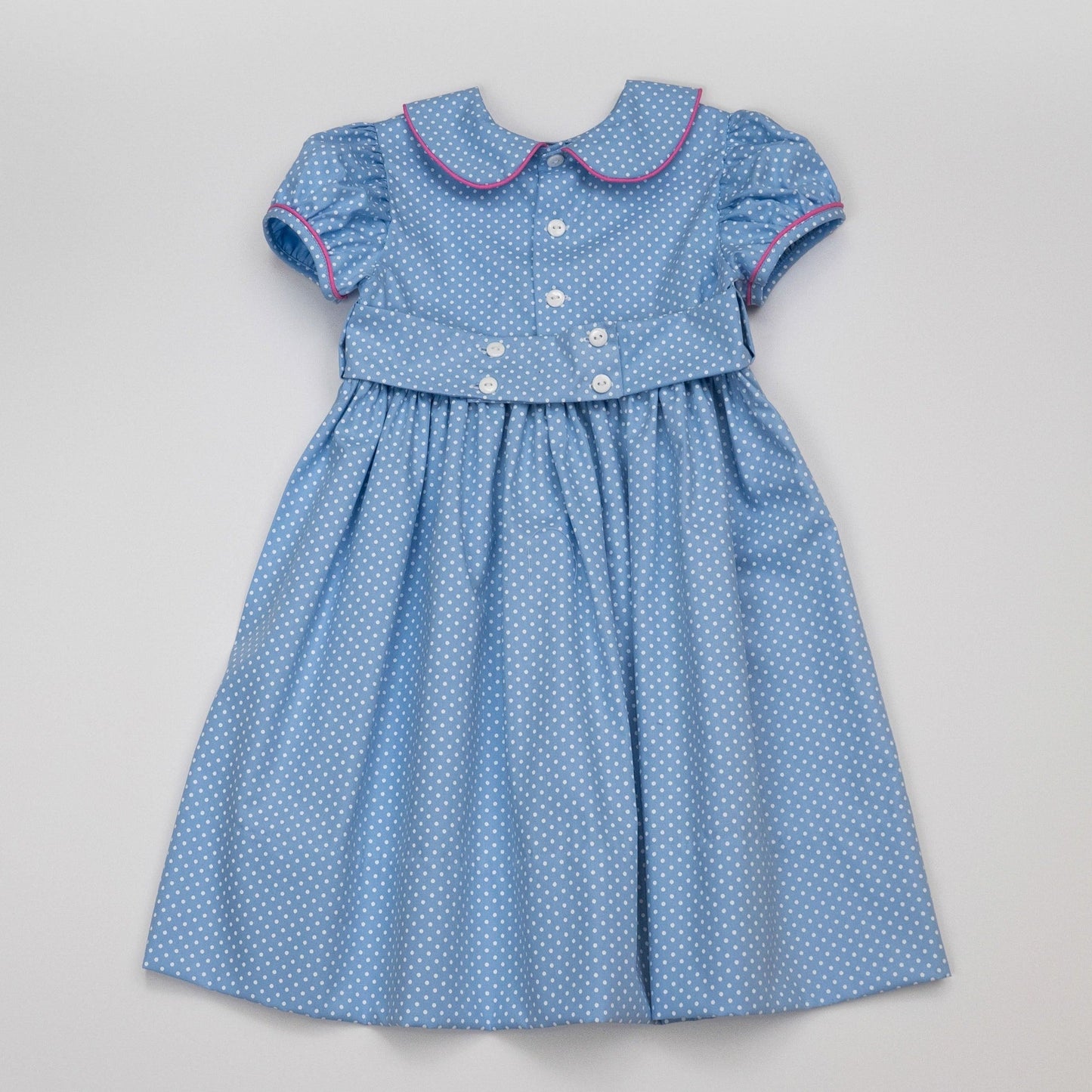 Jane Blue Dot Dress w/Belt (3-5)