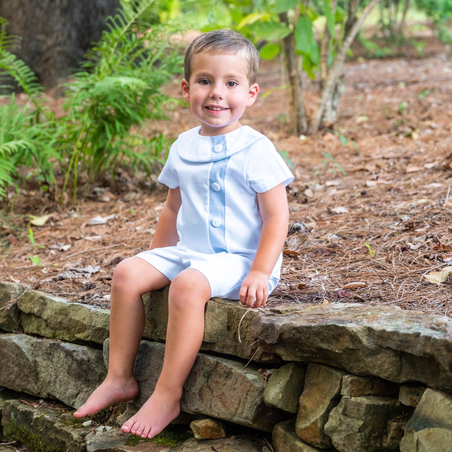 Edward White Pique w/Blue Trim Short Set (2-5)