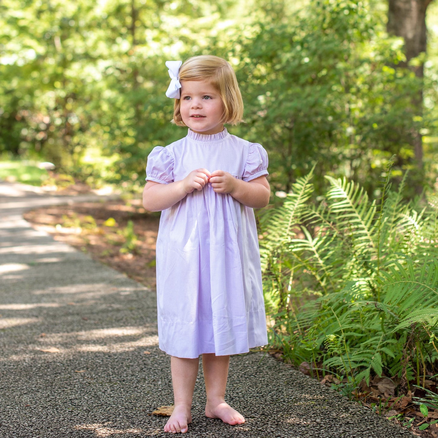 Ann Scott Yoke Lilac Windowpane Dress (2-6)