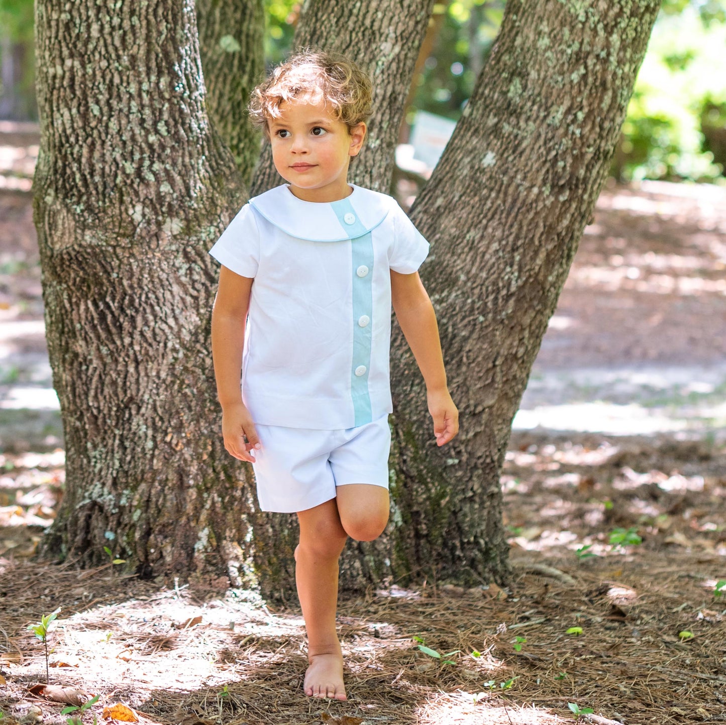 Edward White Pique with Aqua Trim Short Set (2-5)