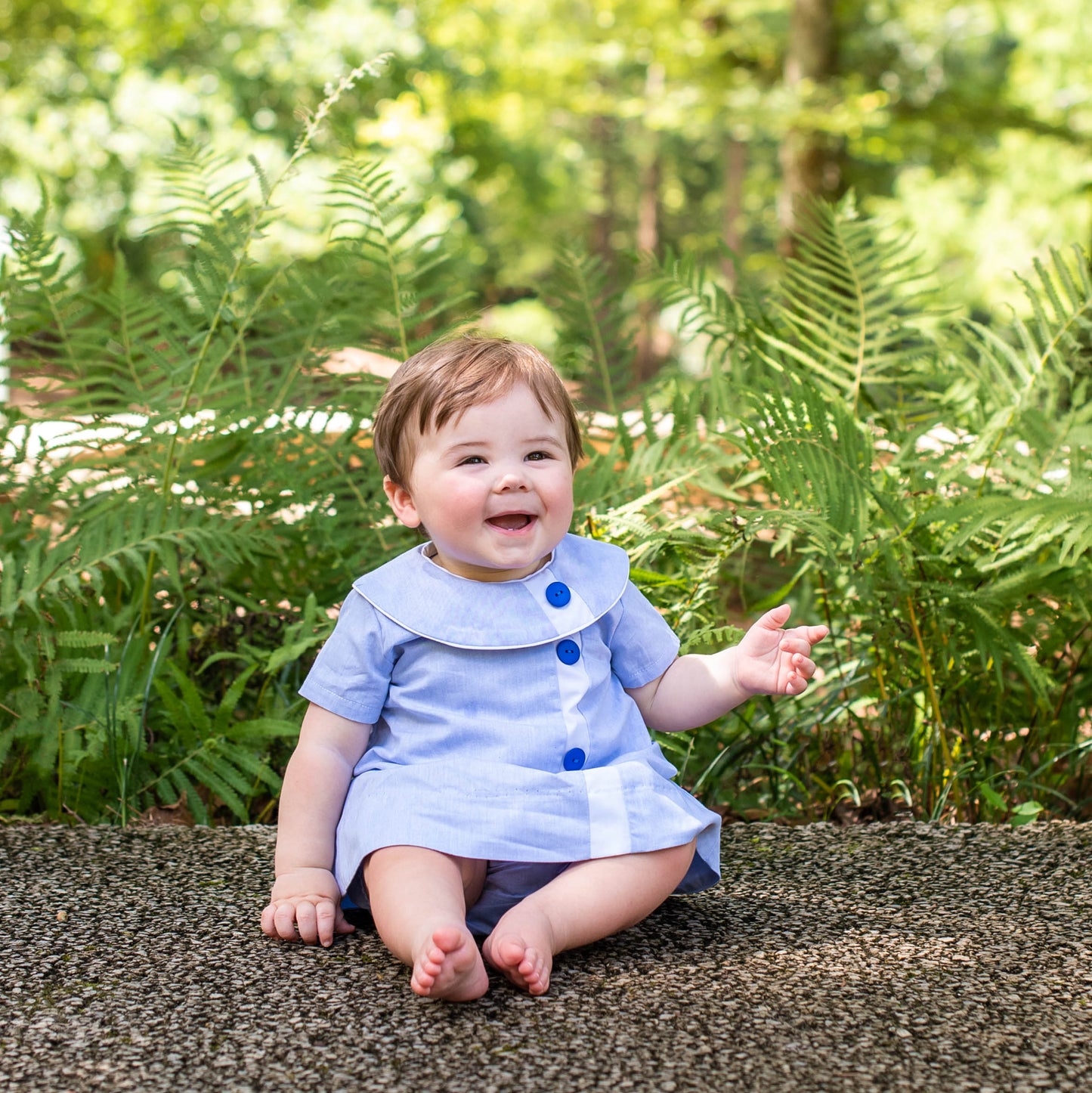 Walker Blue Chambray w/White Trim Diaper Set (12M-18M)