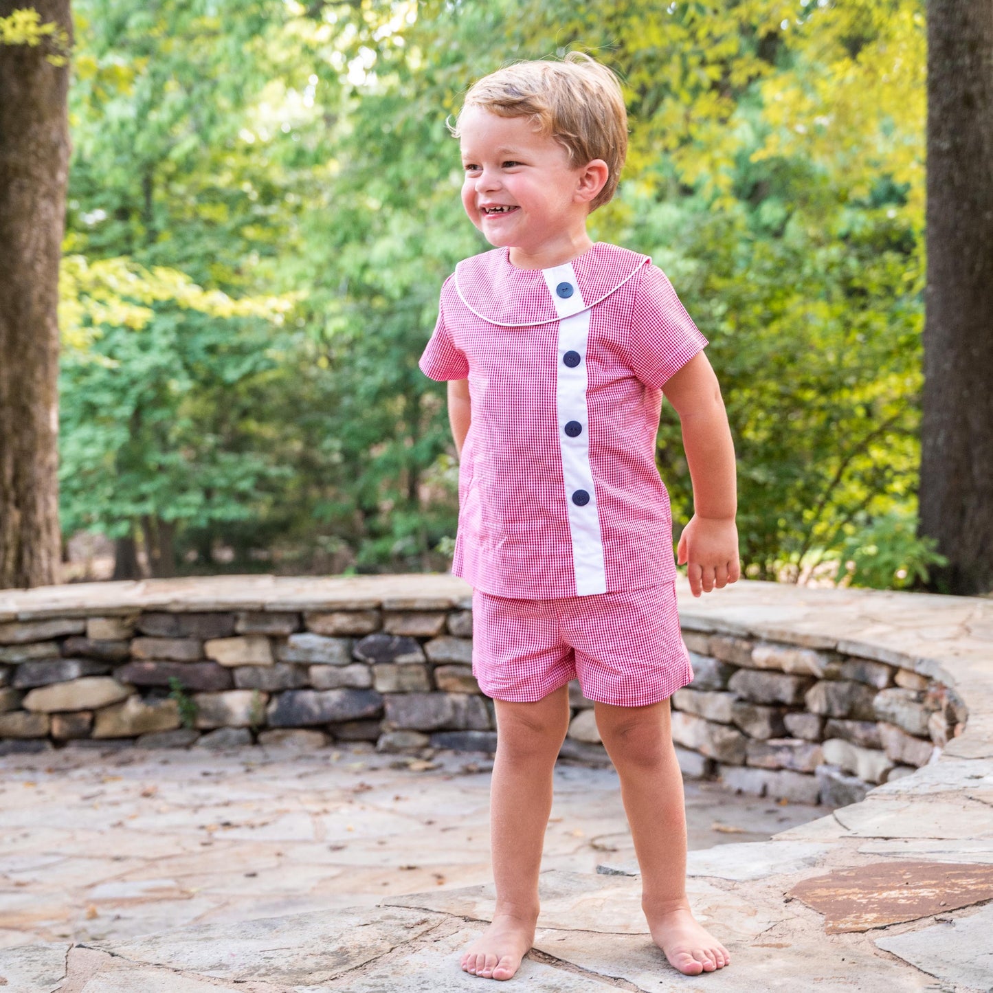 Edward Berry Check with White Trim Short Set (2-5)