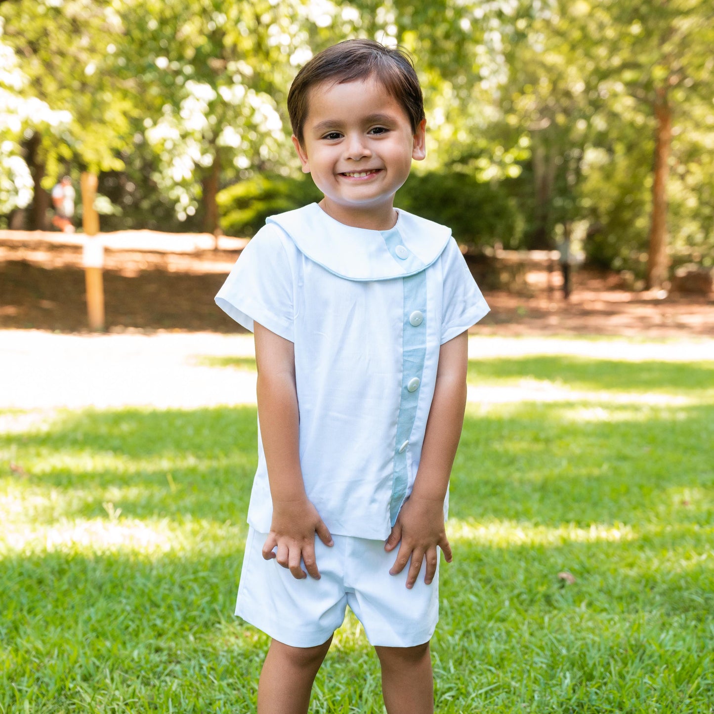 Edward White Pique w/Blue Trim Short Set (2-5)