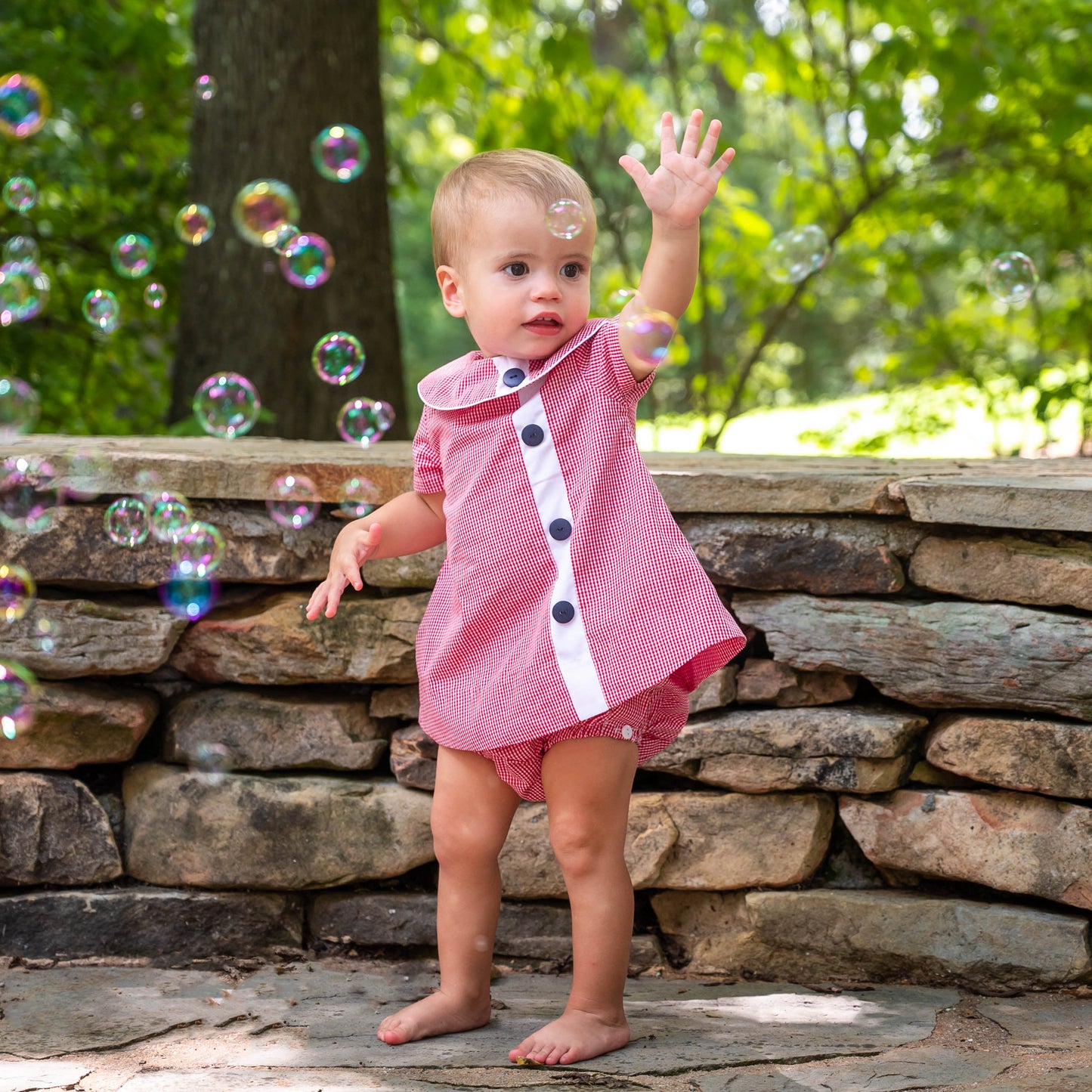 Walker Berry Check w/White Trim Diaper Set (12M-18M)