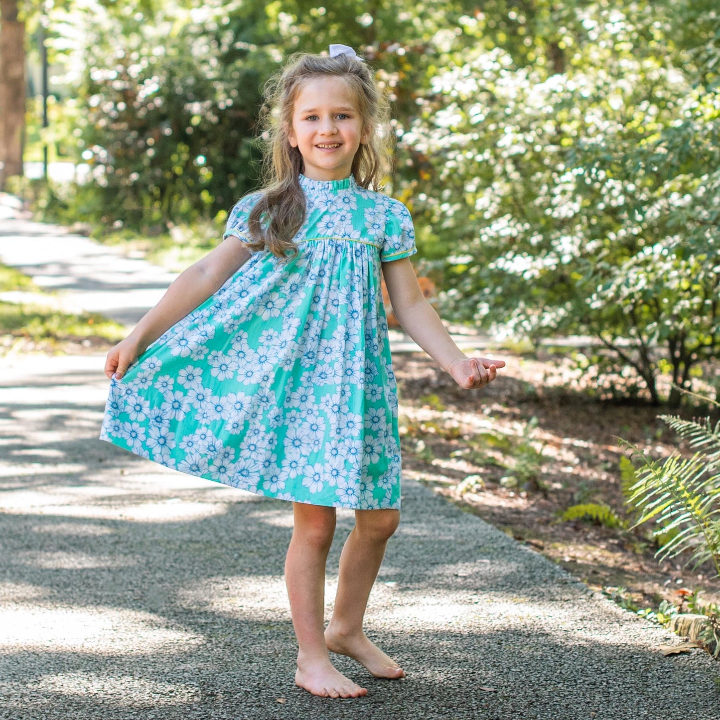Ann Scott Aqua Primrose Floral Dress (2-6)