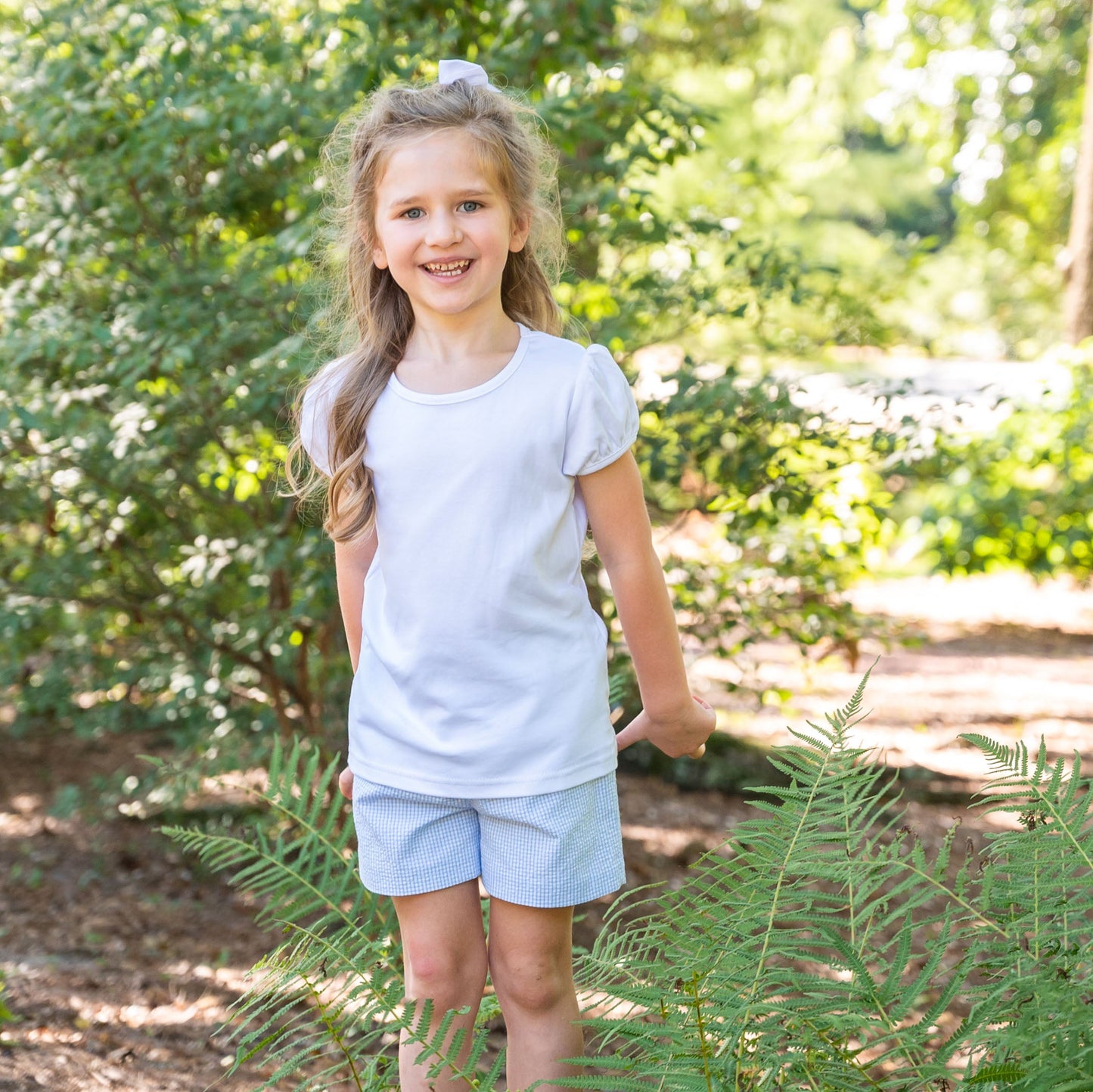 Helen Blue Seersucker Shorts (2-6)