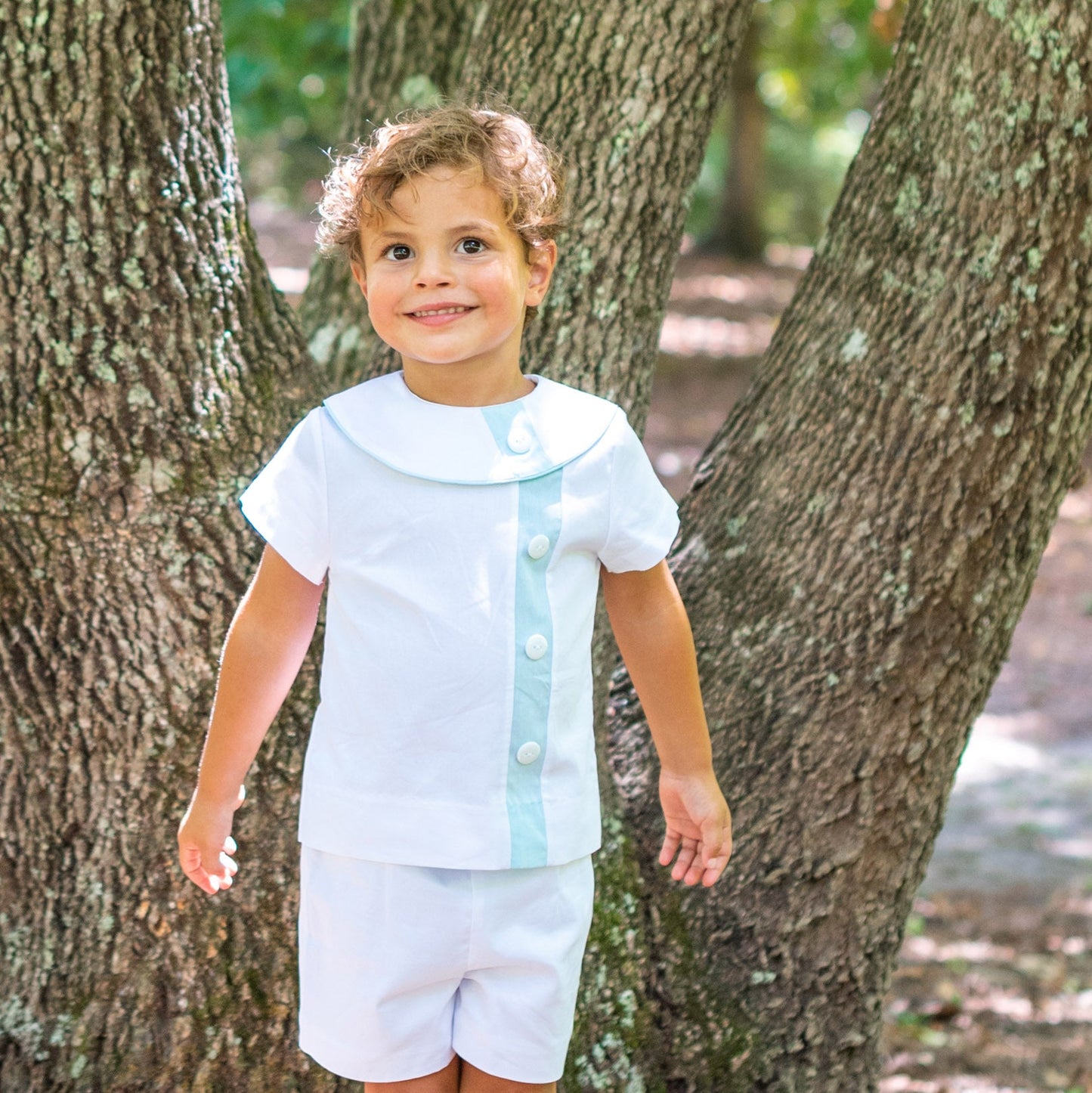 Edward White Pique with Aqua Trim Short Set (2-5)