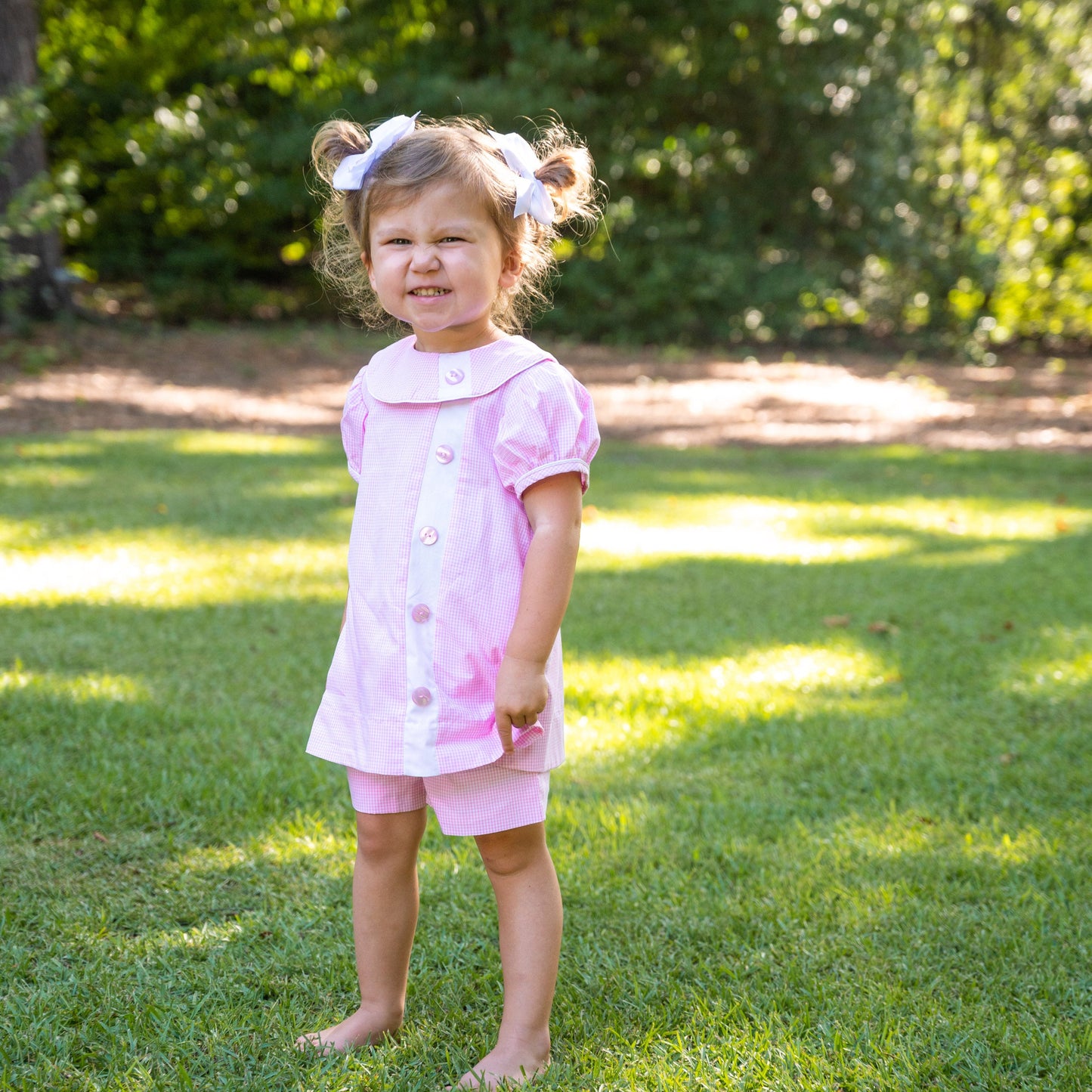 Louise Pink Gingham w/Wht Insert Short Set (2-6)
