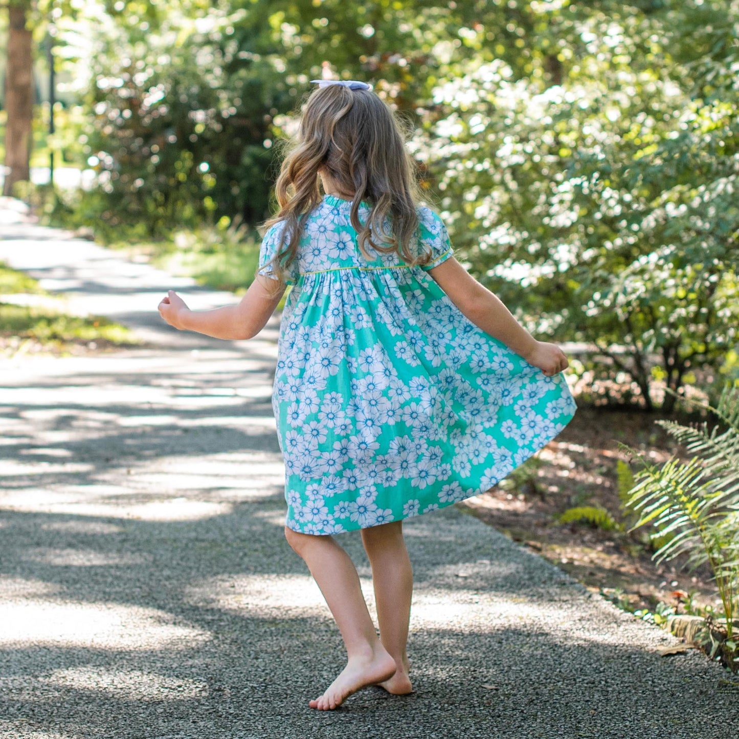Ann Scott Aqua Primrose Floral Dress (2-6)