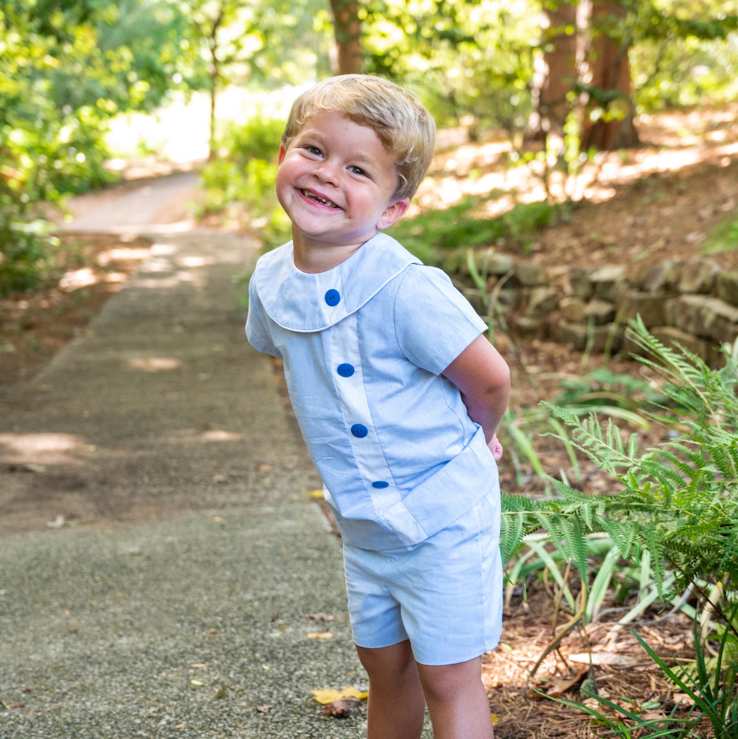 Edward Blue Chambray w/White Trim Short Set (2-6)