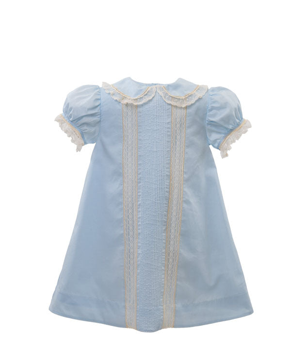 Heirloom Blue w/ Ecru Lace Fancy Front Dress (2-6)