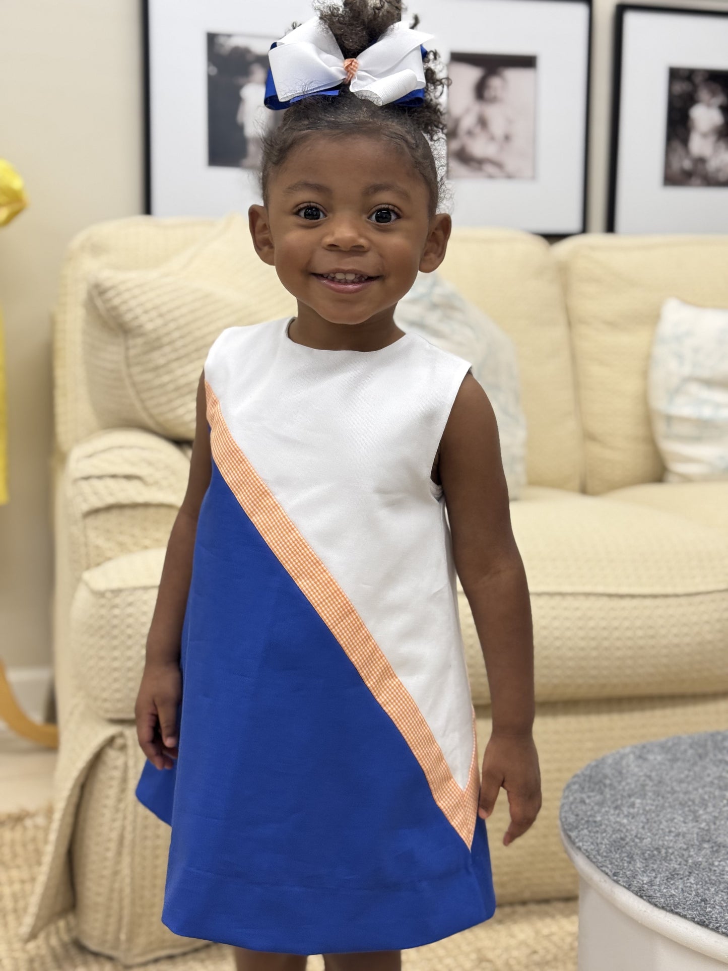 Team Royal Blue/White w/Orange Check Dress (2-6)