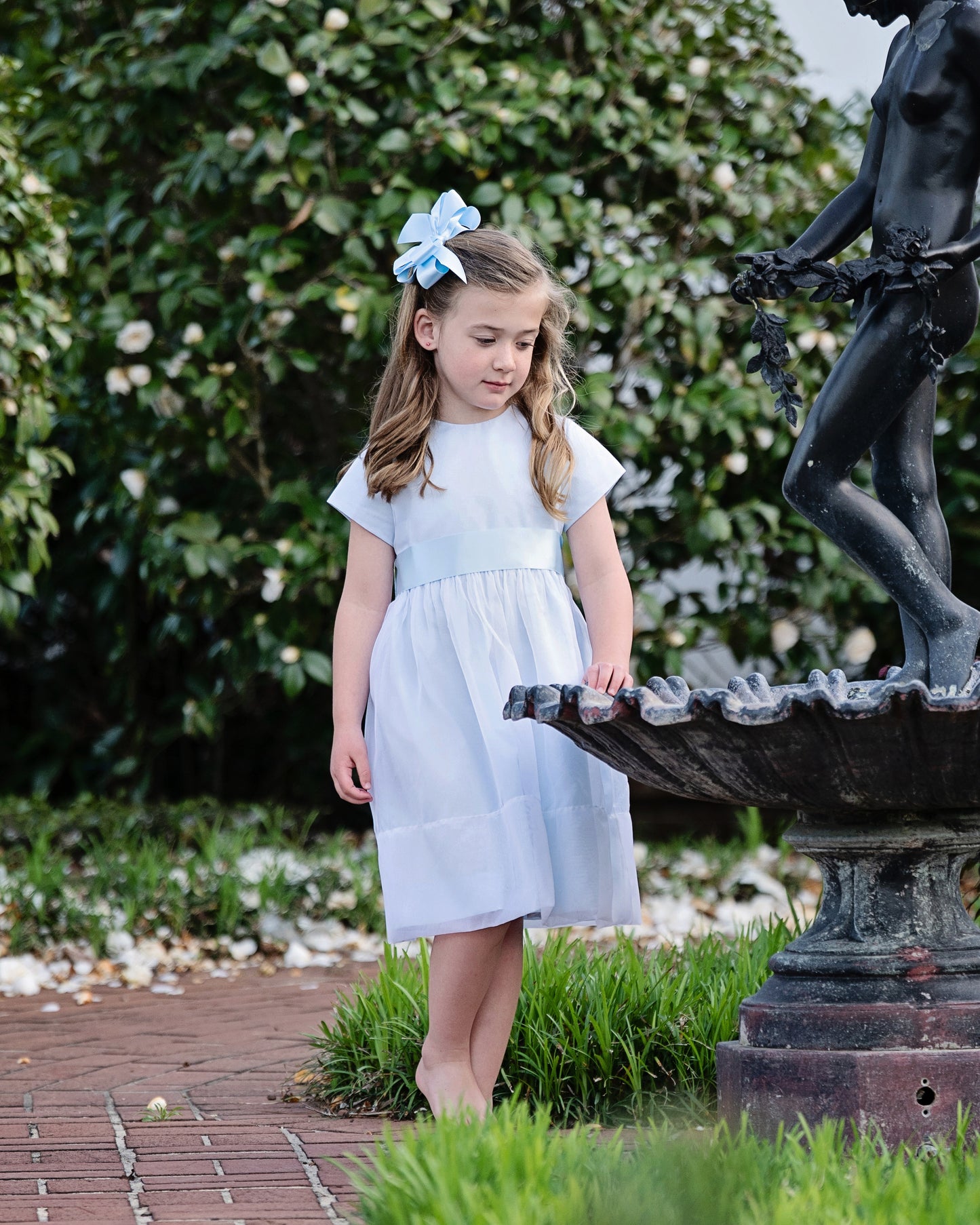 HL Organza Dress in Blue w/Short Sleeves (5-6-8)
