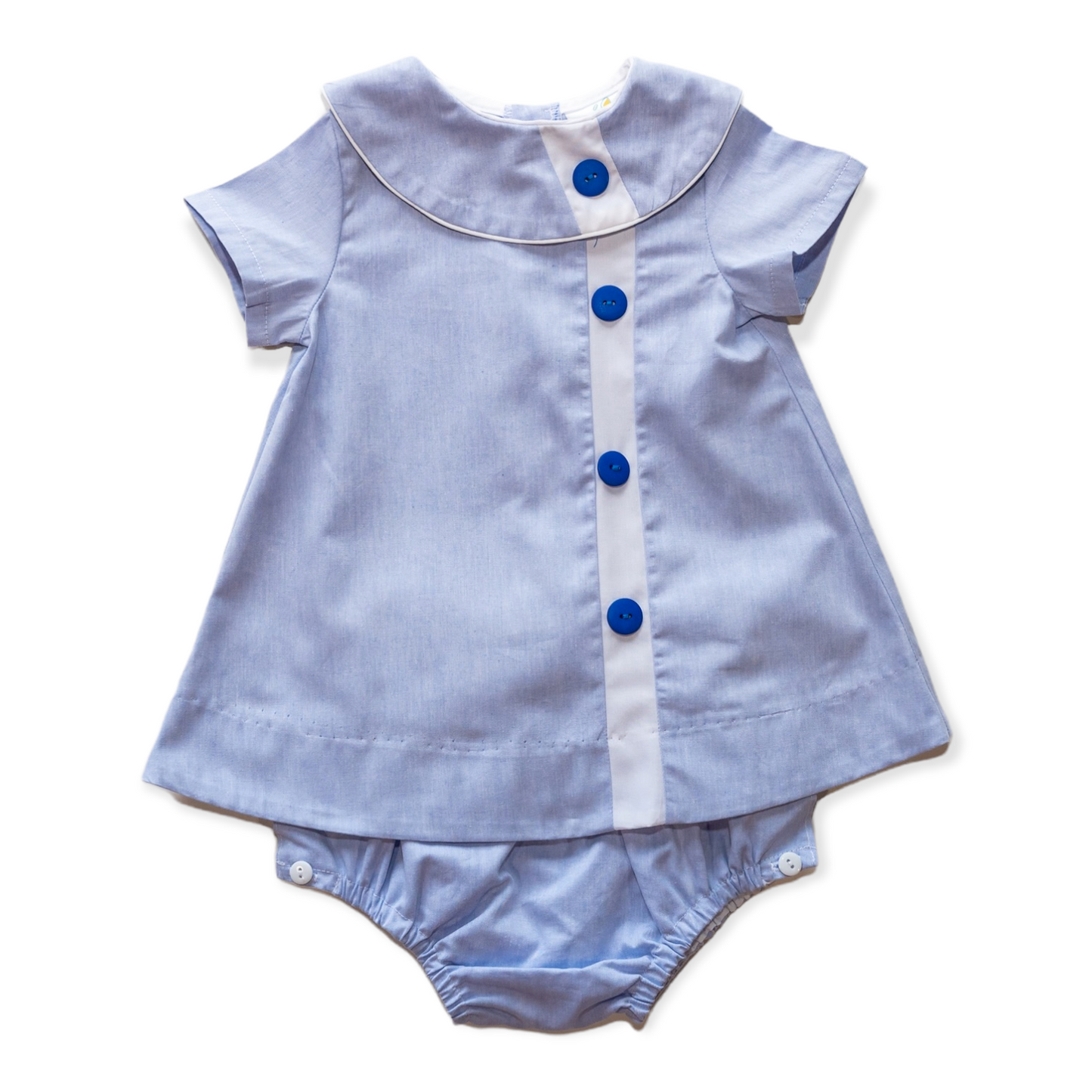 Walker Blue Chambray w/White Trim Diaper Set (12M-18M)