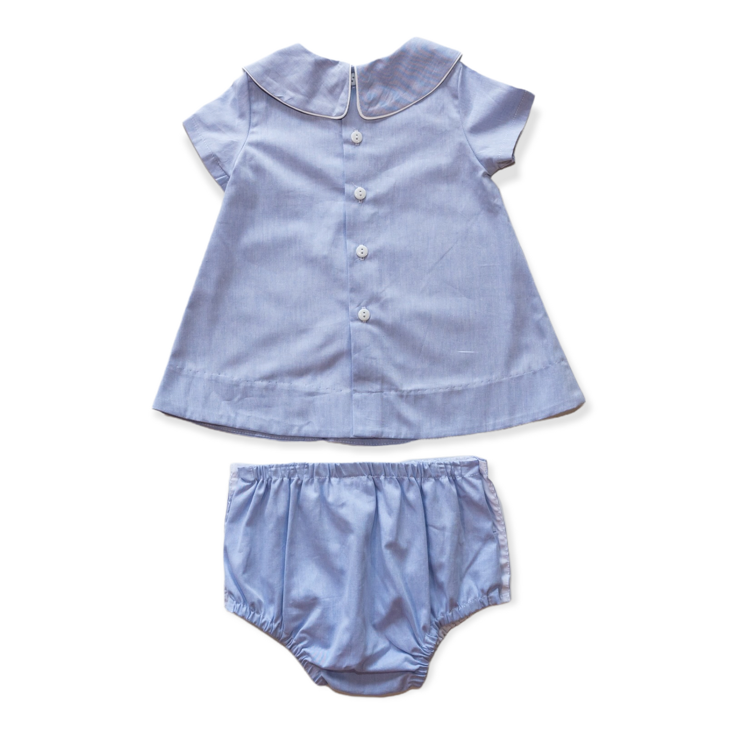 Walker Blue Chambray w/White Trim Diaper Set (12M-18M)