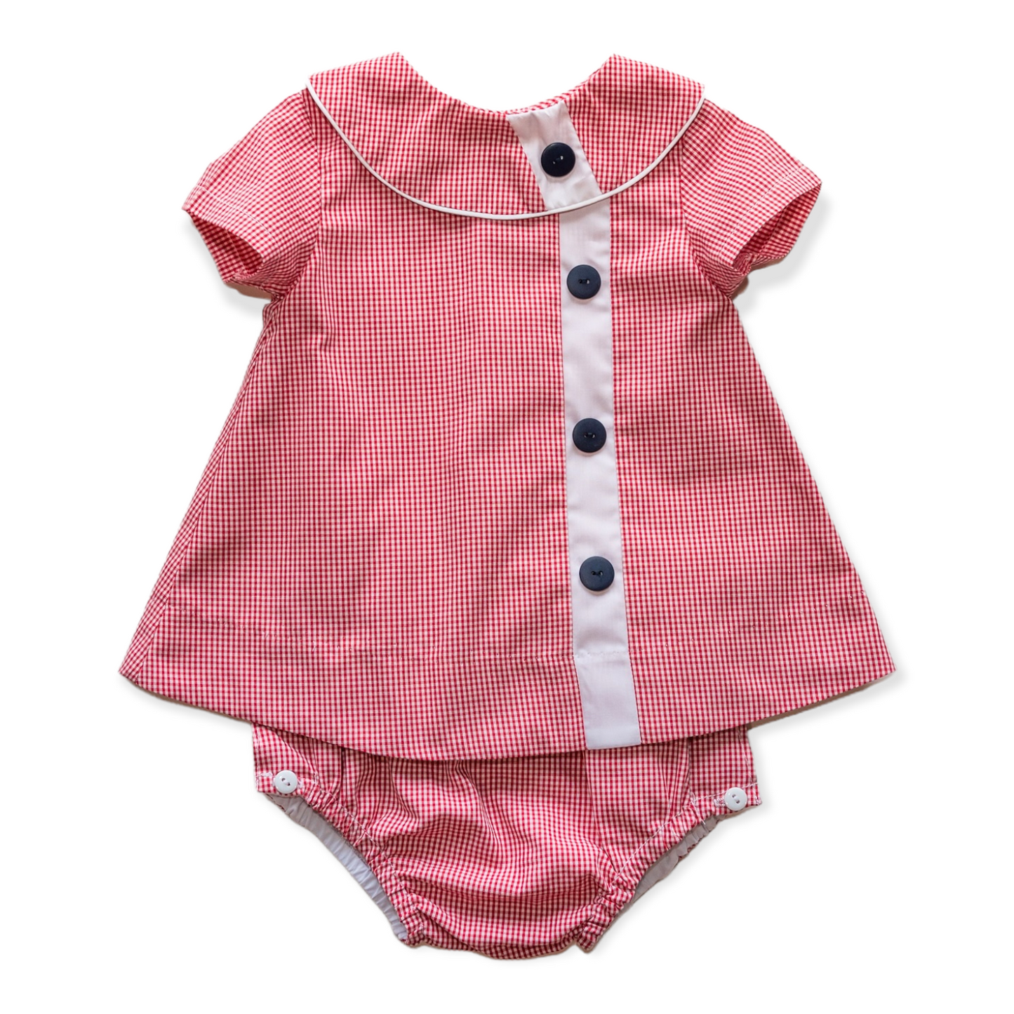 Walker Berry Check w/White Trim Diaper Set (12M-18M)