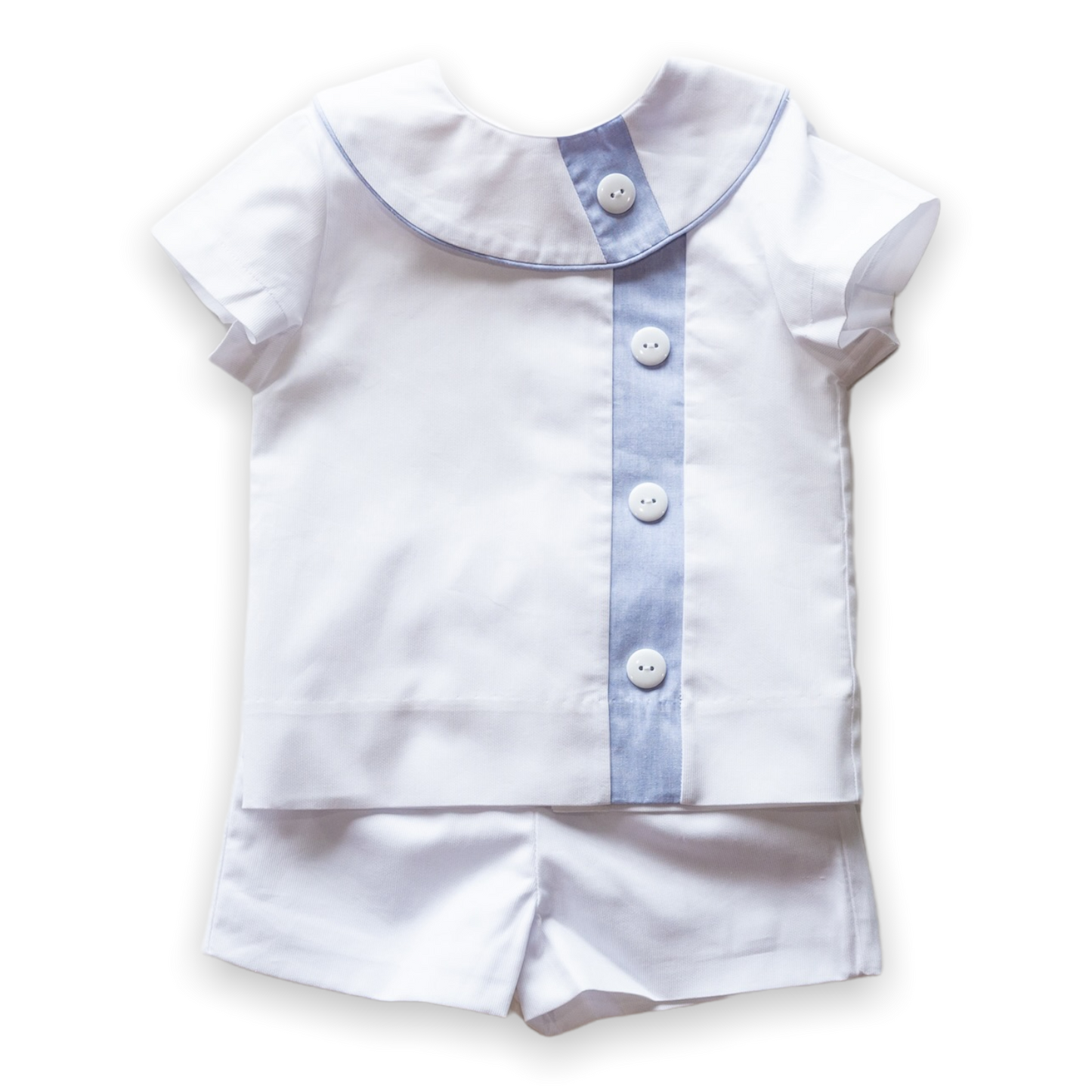 Edward White Pique w/Blue Trim Short Set (2-5)
