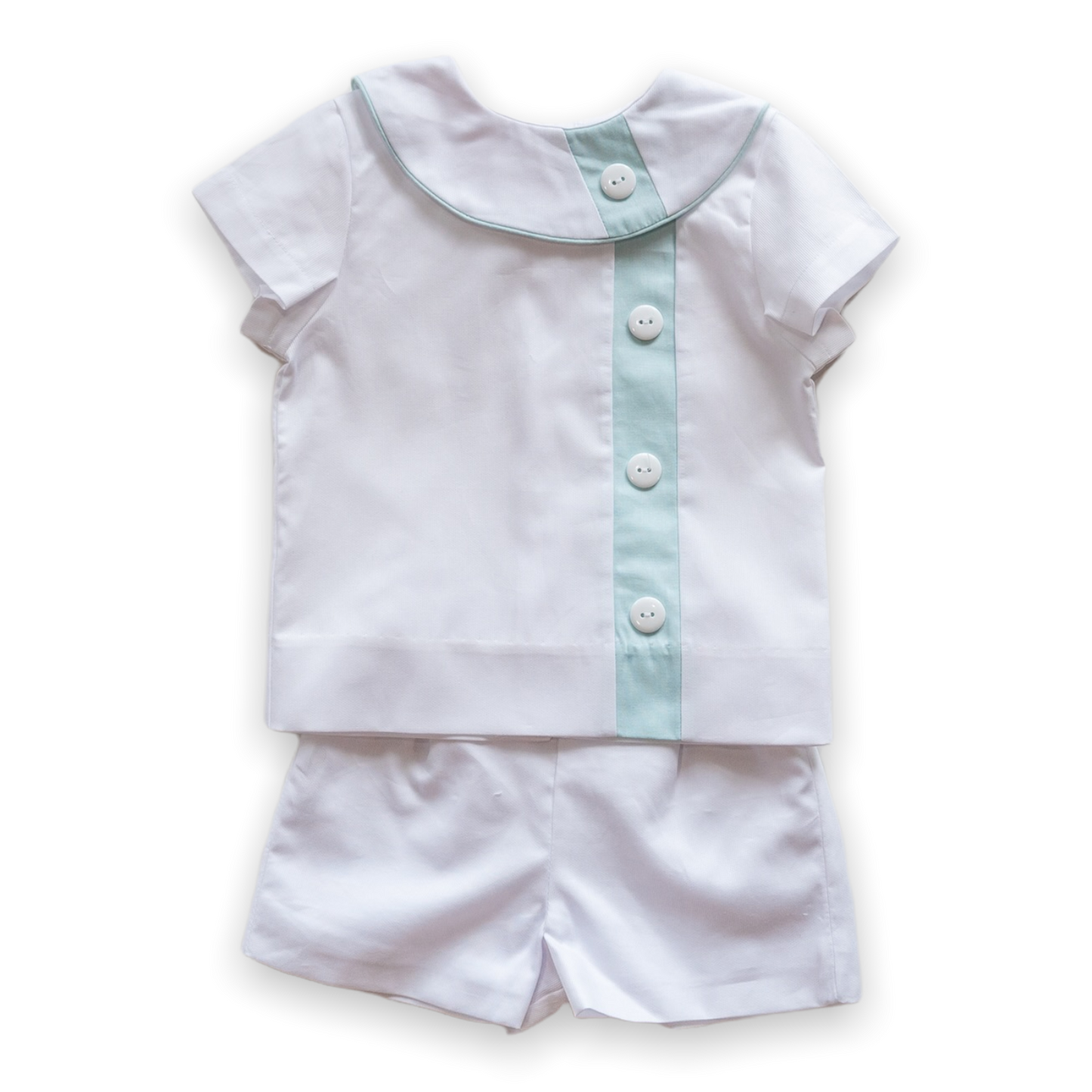 Edward White Pique with Aqua Trim Short Set (2-5)