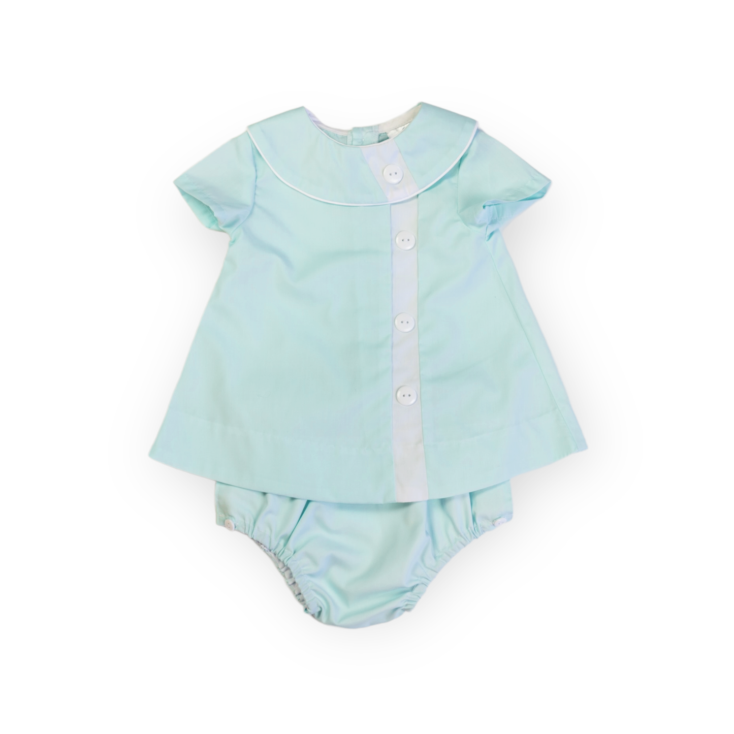 Walker Seafoam w/White Trim Diaper Set (12M-18M)