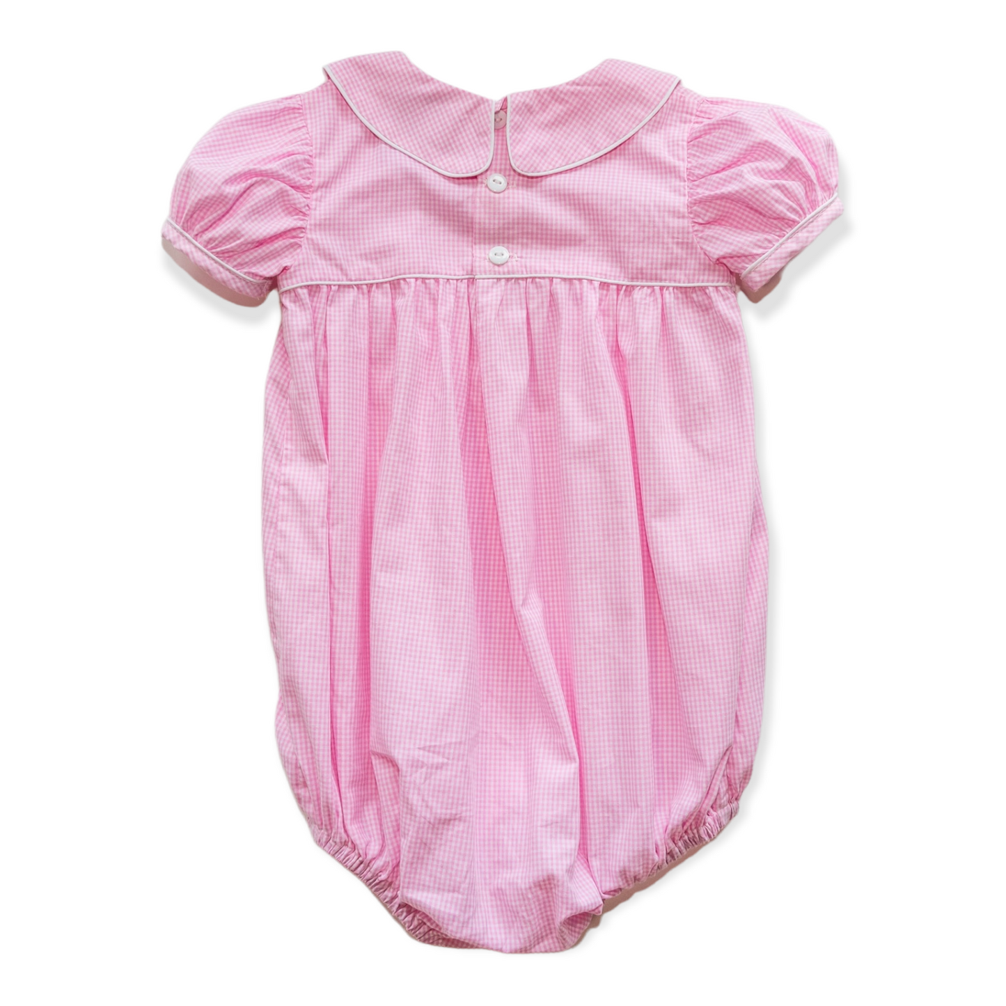 Ann Caroline Pink Gingham Check w/White Trim Bubble (6M-2)