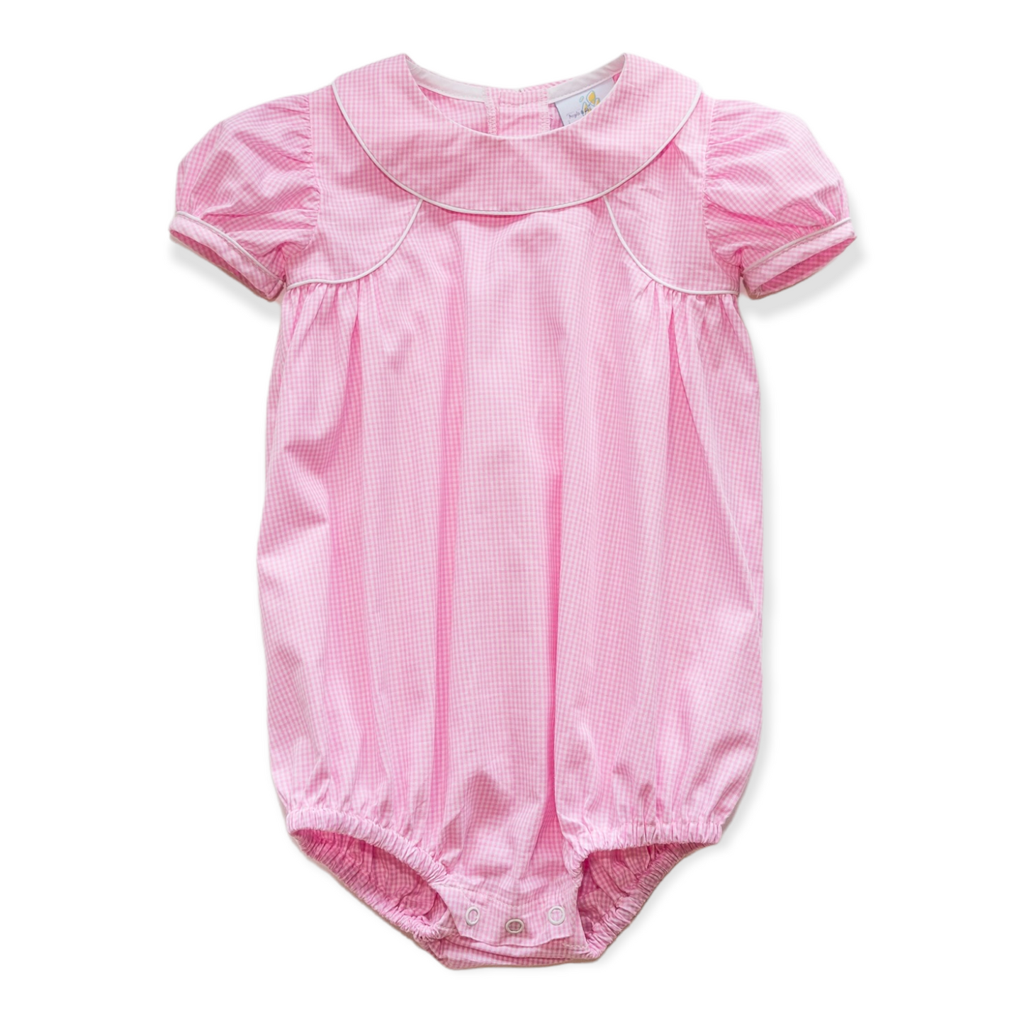 Ann Caroline Pink Gingham Check w/White Trim Bubble (6M-2)