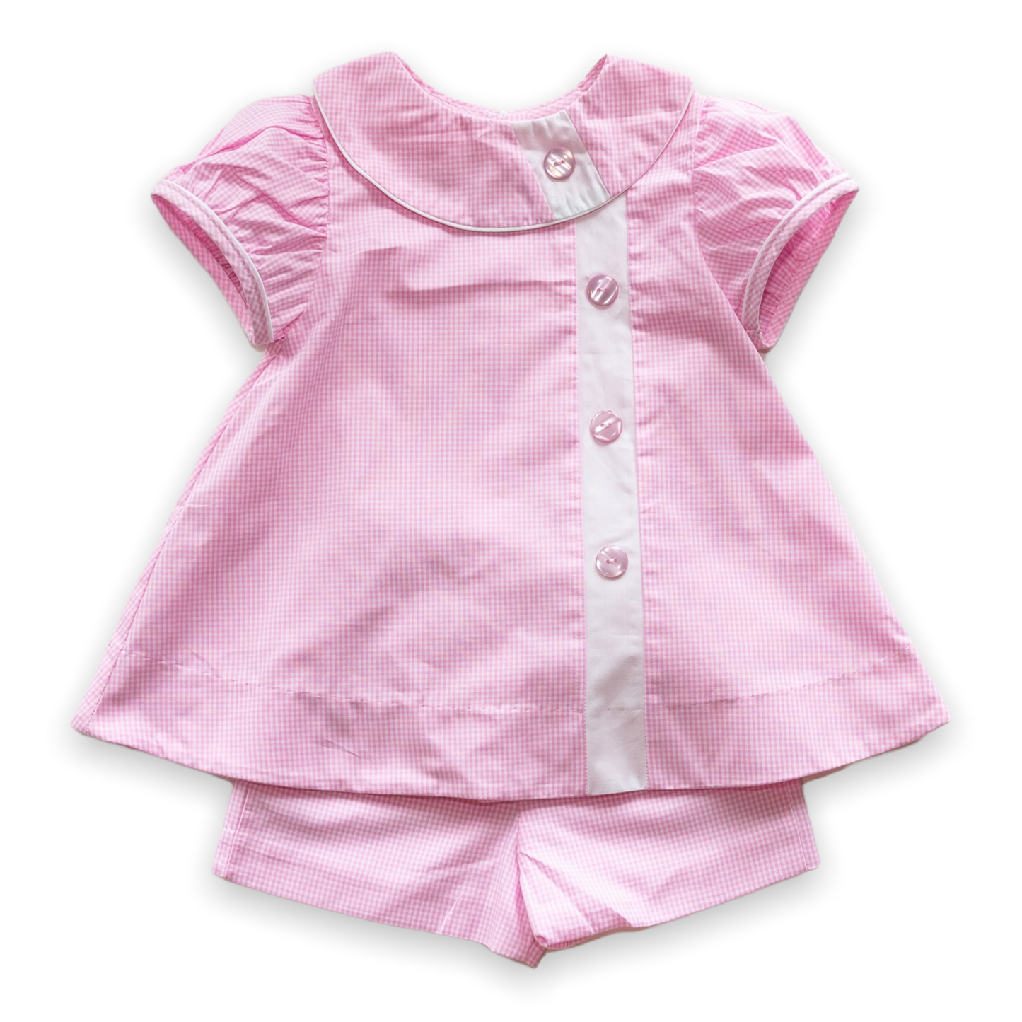Louise Pink Gingham w/Wht Insert Short Set (2-6)