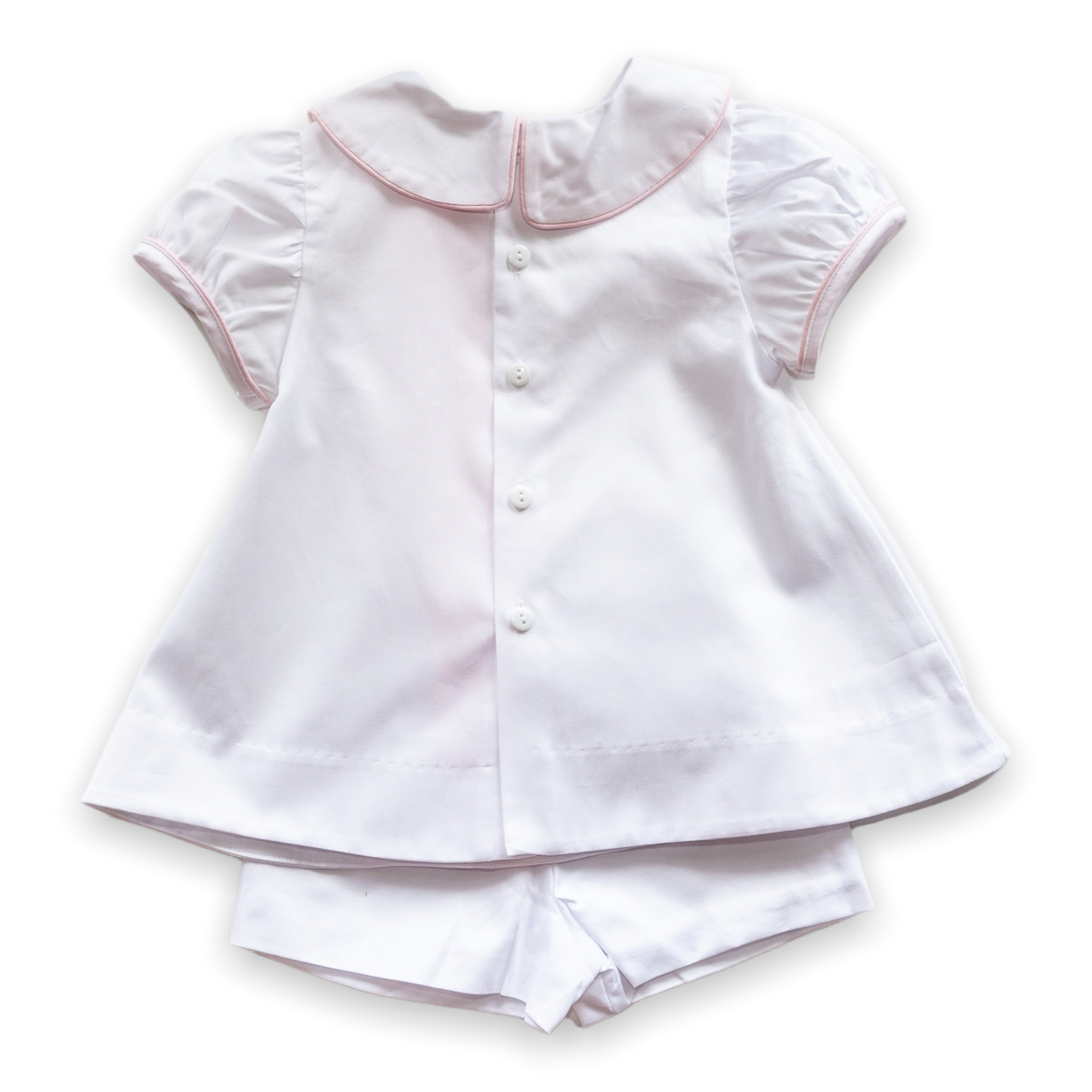 Louise White Pique w/Pink Insert Short Set (2-6)