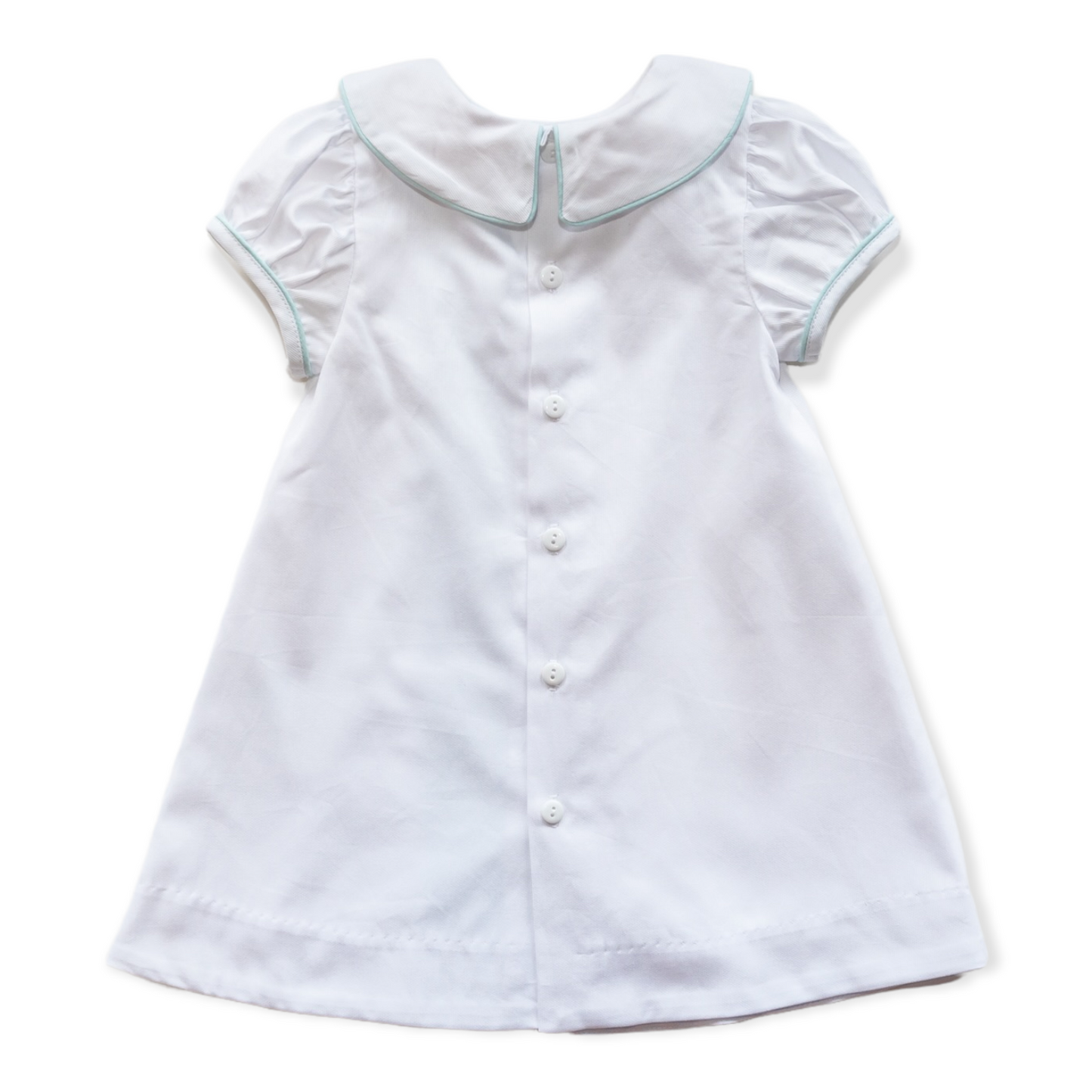 Mary Ryan White Pique w/Aqua Trim Dress (2-6)