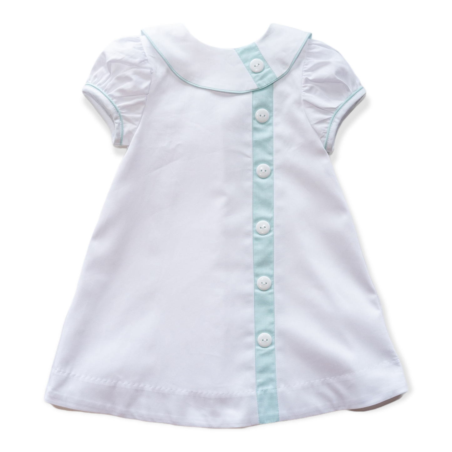 Mary Ryan White Pique w/Aqua Trim Dress (2-6)