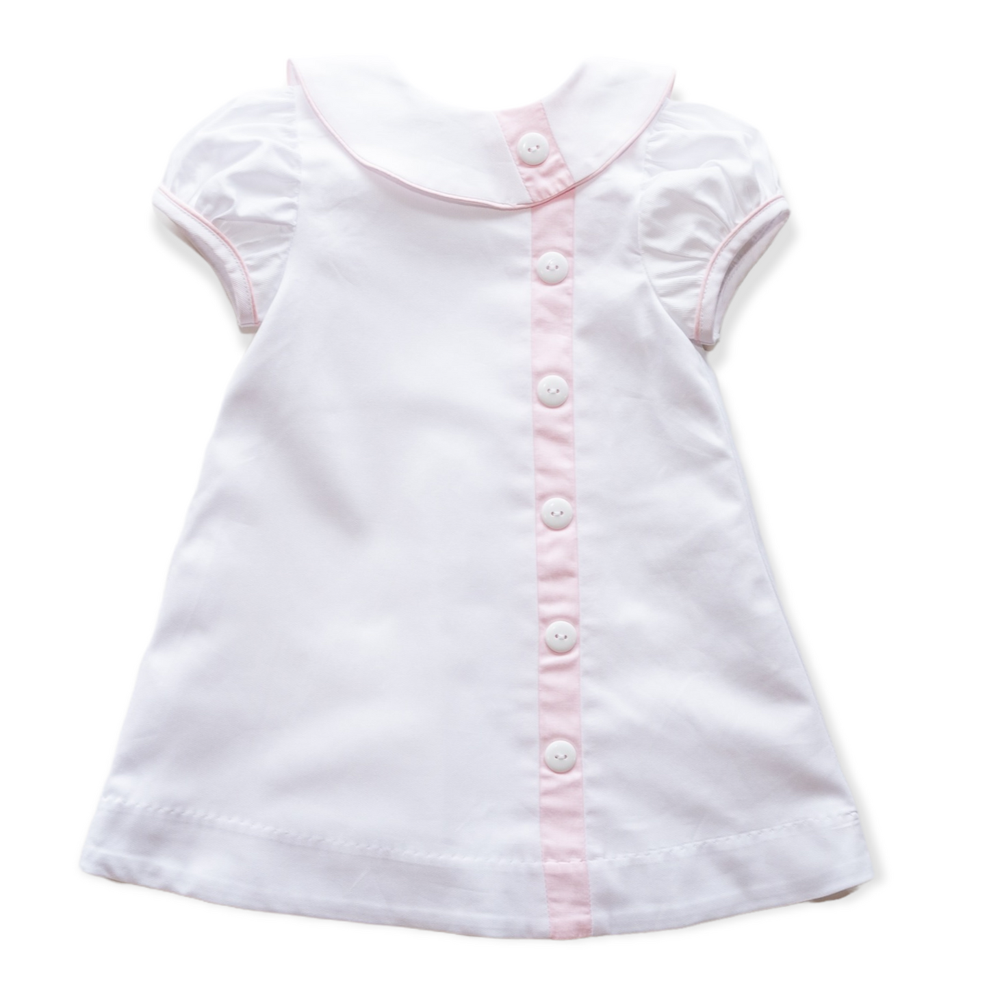 Mary Ryan White Pique w/Pink Trim Dress (2-6)