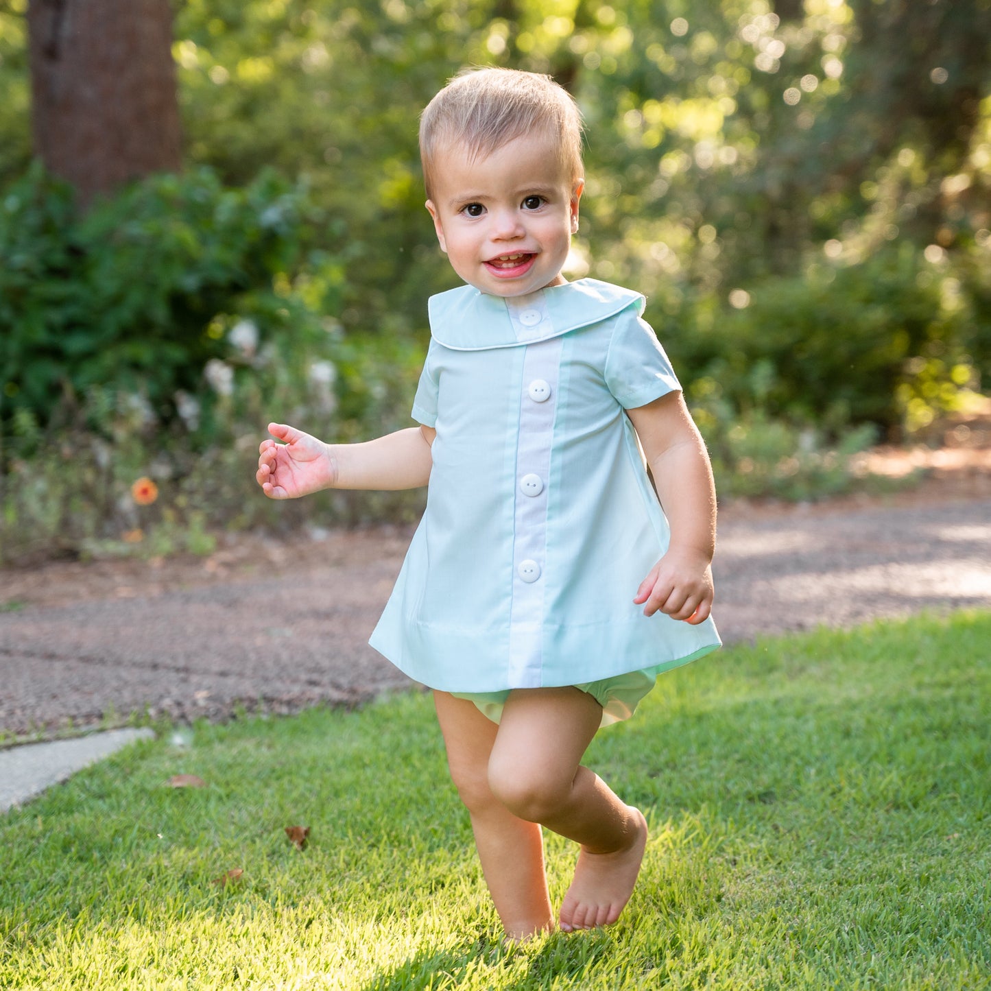 Walker Seafoam w/White Trim Diaper Set (12M-18M)