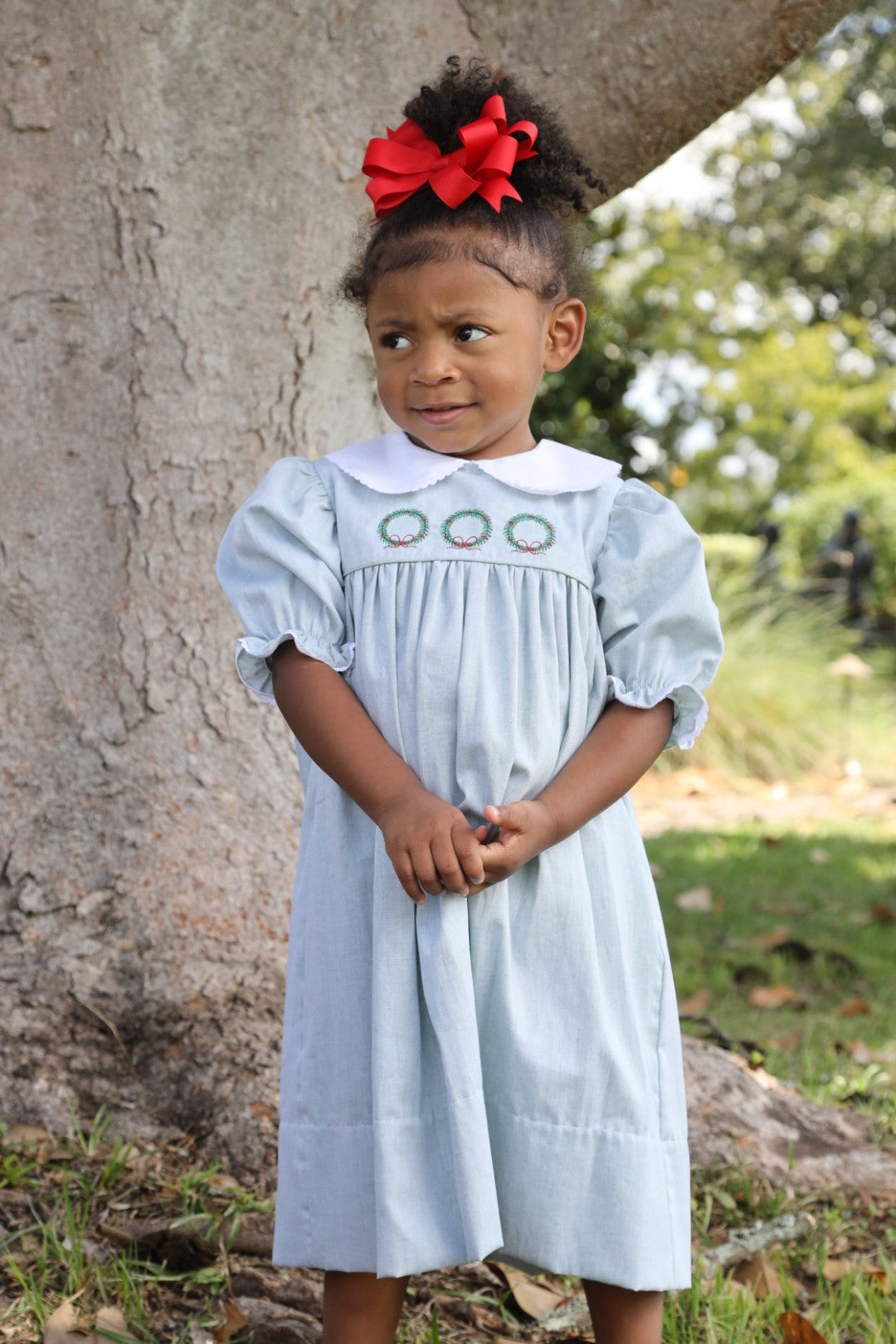 Rebecca Green Chambray Dress w/Christmas App (2-5)