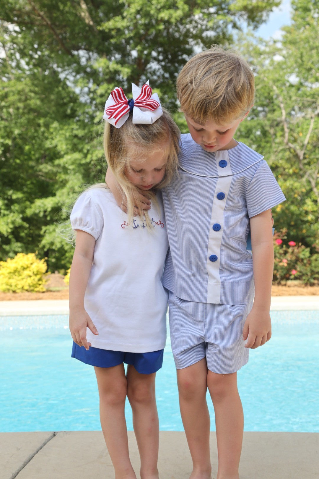 Edward Blue Stripe w/White Trim Short Set (2-5)