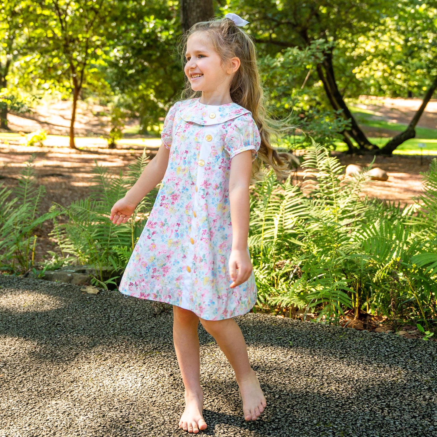 Mary Ryan Blossom Floral w/White Trim Dress (2-6)