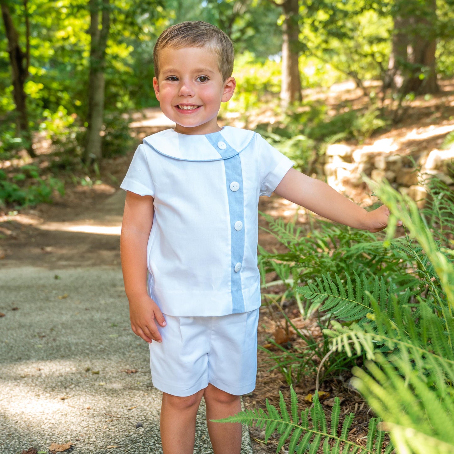 Edward White Pique w/Blue Trim Short Set (2-5)