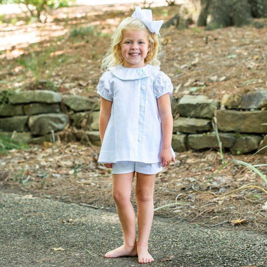 Louise White w/Aqua Insert Short Set (2-6)