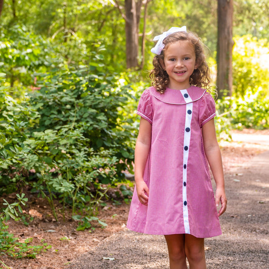 Mary Ryan Berry Check w/White Trim Dress (2-6)