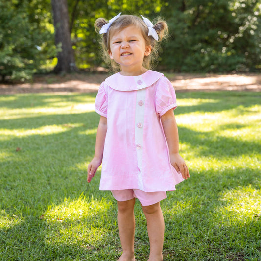 Louise Pink Gingham w/Wht Insert Short Set (2-6)
