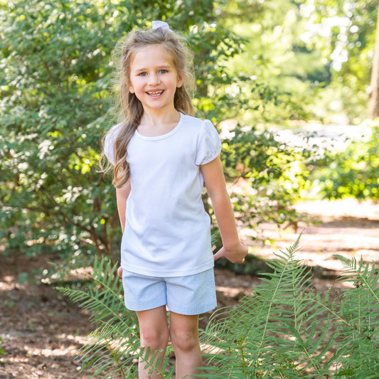 Helen Blue Seersucker Shorts (2-6)