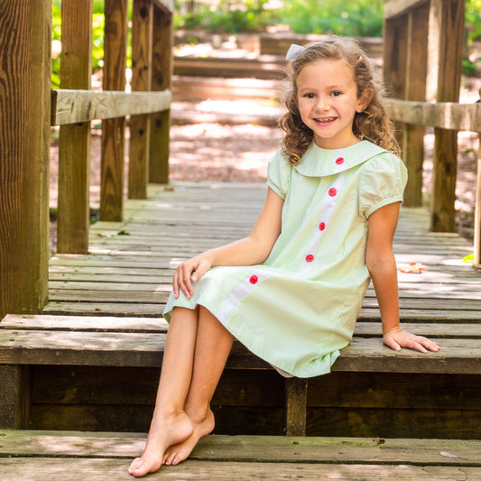 Mary Ryan Lime Green Ck w/White Insert Dress (2-6)