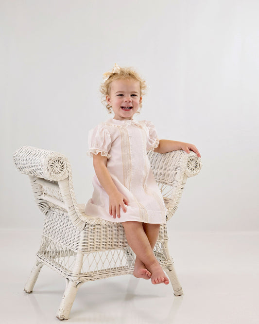 Heirloom Pink w/Ecru Lace Fancy Front Dress (2-6)