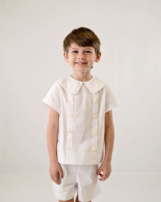 Heirloom Boy's White Double Breasted Short Set (2-5)