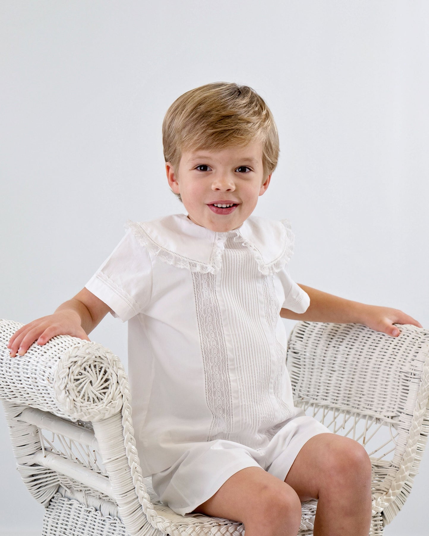 HL Boys White Fancy Front Short Set (2-5)