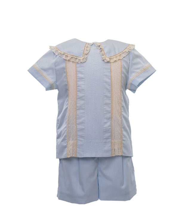 Heirloom Blue w/ Ecru Lace Fancy Frt Short Set (2-5)