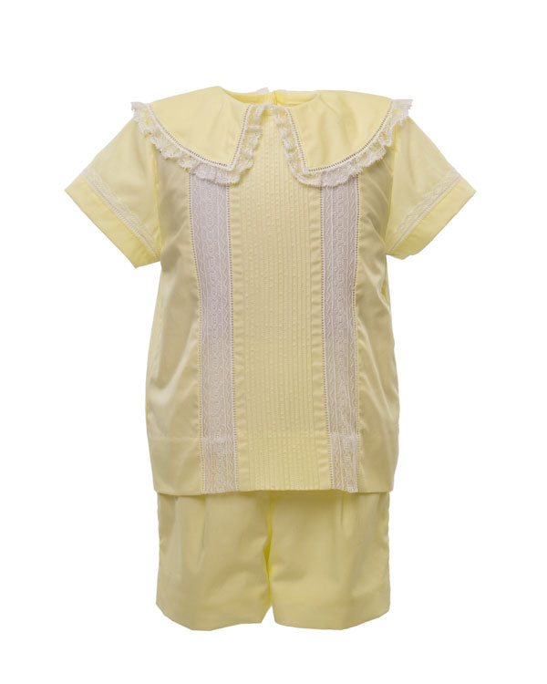 Heirloom Yellow w/ White Lace Fancy Frt Short Set (2-5)