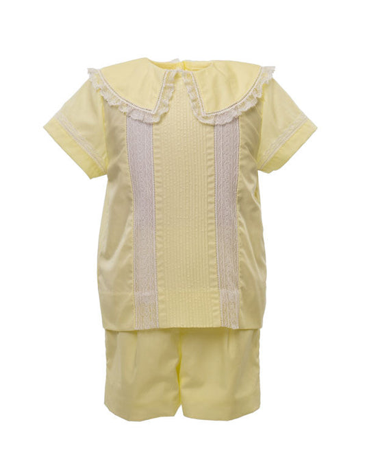 Heirloom Yellow w/ White Lace Fancy Frt Short Set (2-5)