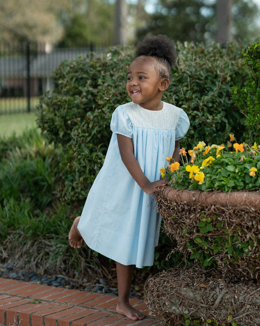 Heirloom Blue w/ Ecru Lace Dress (2-6)