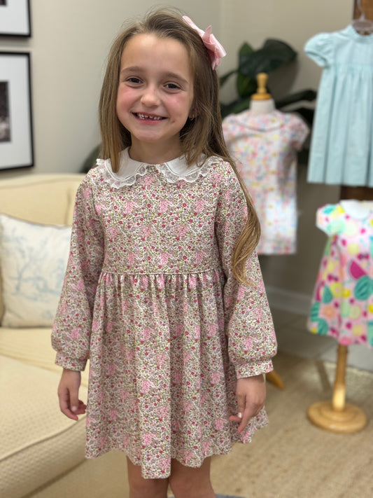 Ella Grace Pink Print LS Dress (4-8)